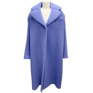 MAISON RABIH KAYROUZ PURPLE OVERSIZED MID LENGTH BOUCLE WOOL COAT